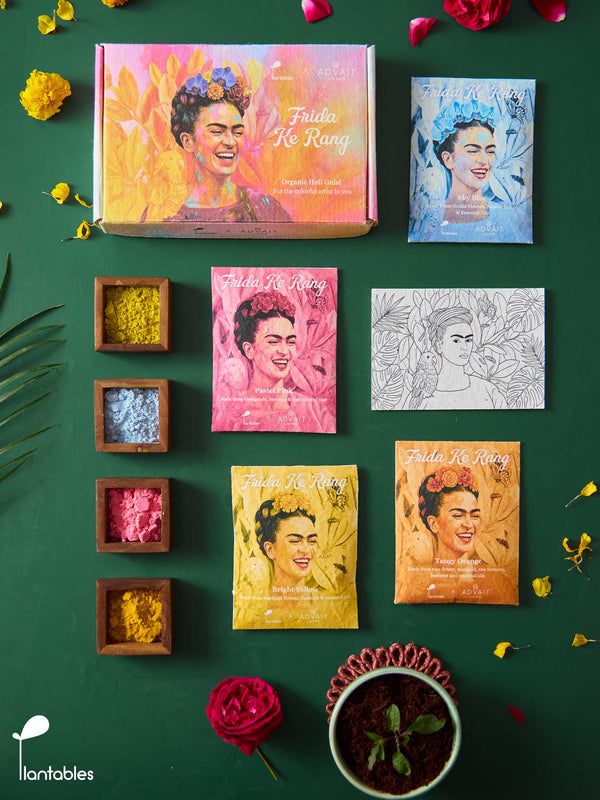 Frida ke Rang | Holi Art Kit | Organic Gulals & Plantable Postcards
