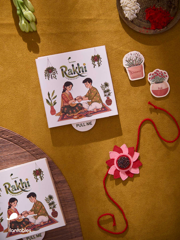 Whorlwind Rakhi, layered petal design in plantable seed paper