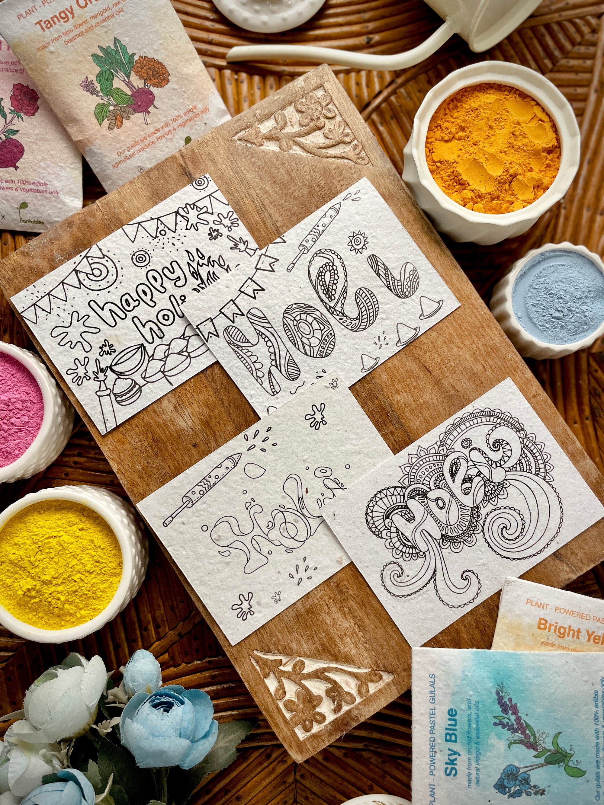 Rangrez - Holi Art Kit | Eco-friendly Holi Gulals | Seed Paper Art Postcards | Gift Set