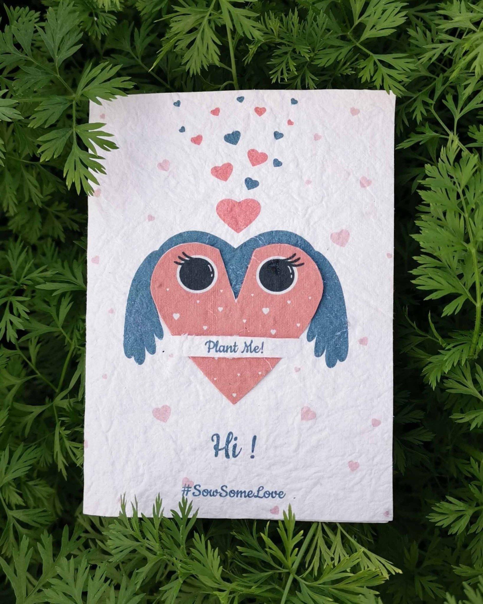  Plantable valentines day greeting card with seeds embedded in it