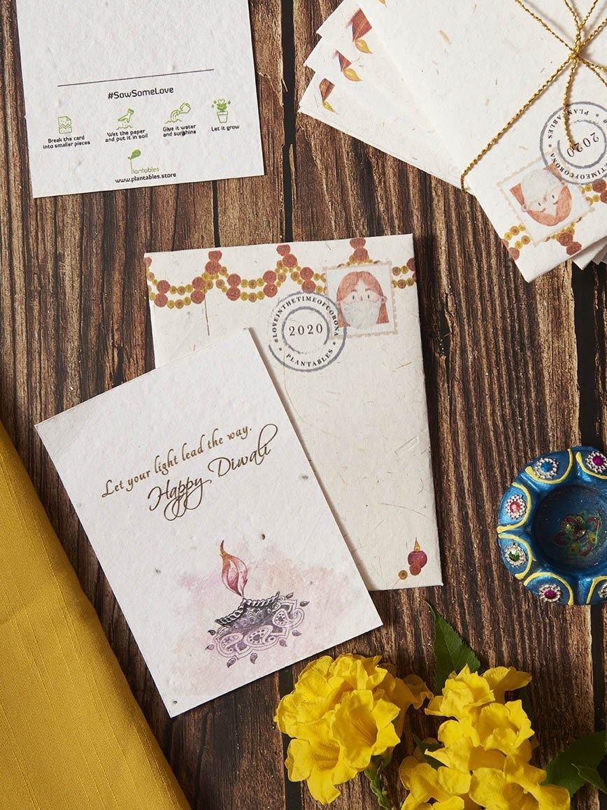  Plantable diwali message cards from recycled paper 