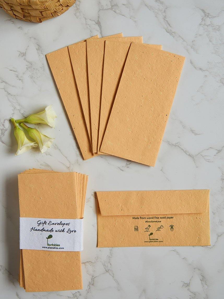 Light orange coloured seed paper gift envelopes