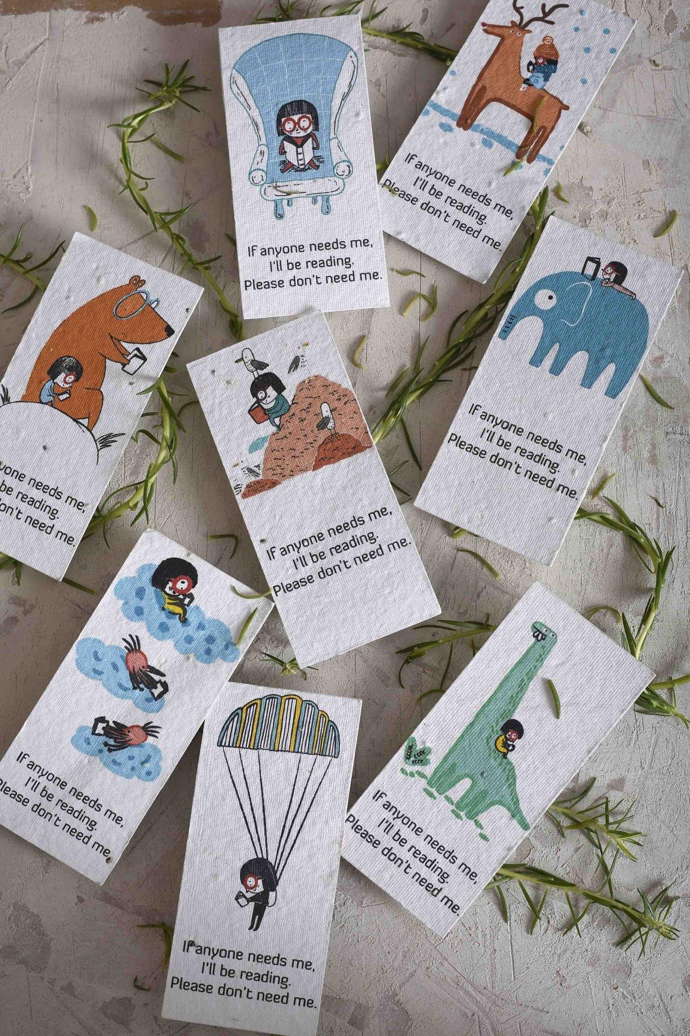 set of  colourful bookmarks made with plantable seed paper