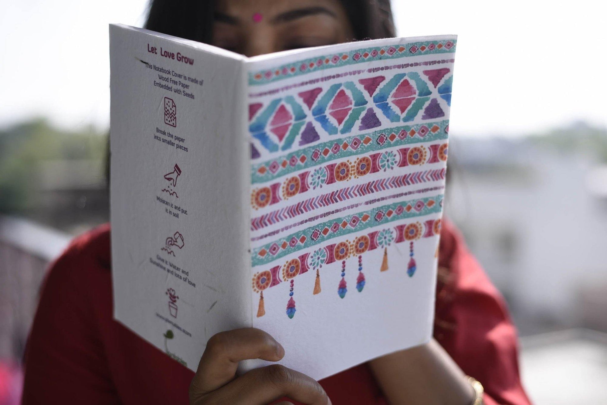 Pink Indian Motif seed paper cover notebooks