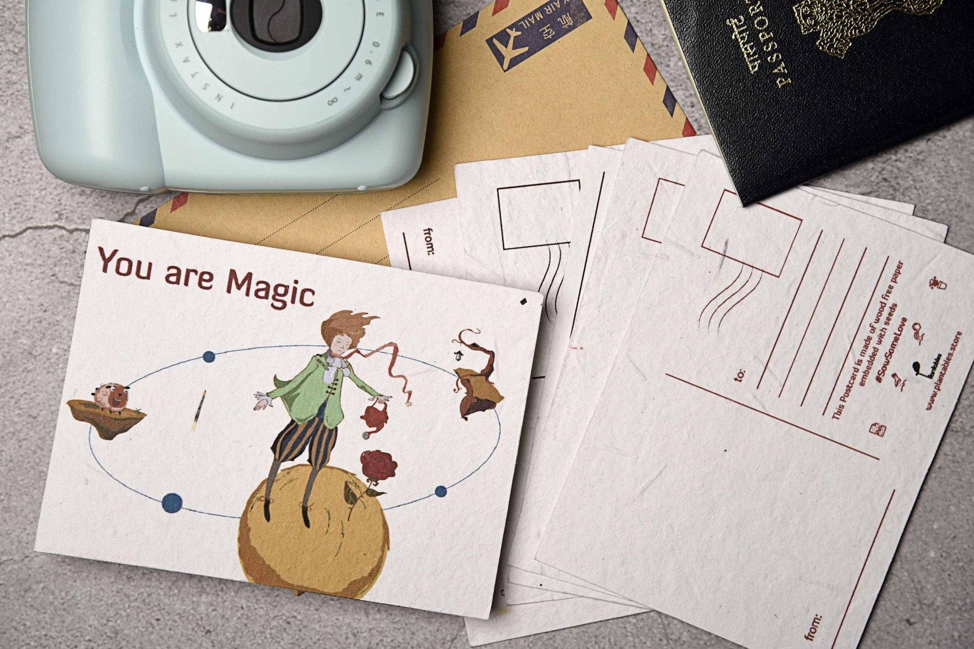 Attractive postcards designs made with seed paper