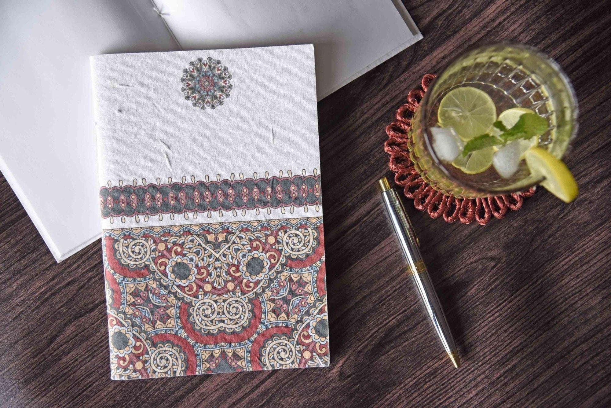 Red Colour designed handmade seed paper notebook
