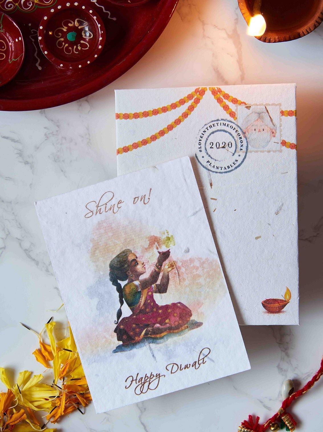 Diwali greeting with a beautiful illustration of hope and positivity